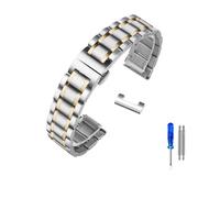 INEOUT Edelstahl-Armband Mit Gebogenem Ende, Kompatibel Mit Tissot 1853 T035 14/16/17/18/22/24 Mm Uhrenarmband Damen Herren Armband (Color : Silvery Gold-Flat, Size : 18mm)