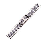 INEOUT Edelstahl Keramik Uhrenarmband Armband Damen Herren Weiß Schwarz 16mm 18mm 20mm Massives Metallarmband Zubehör(Black,16mm)
