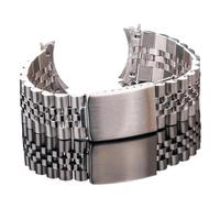 INEOUT Edelstahl-Uhrenarmband For Damen Und Herren, 18 Mm, 20 Mm, 22 Mm, Gebogenes Ende, Silberfarbenes Massives Metallarmband, Zubehör(22mm)