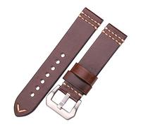 INEOUT Handgefertigtes Uhrenarmband Aus Echtem Leder, 20 Mm, 22 Mm, 24 Mm, Braun, Blau, Gelb, For Damen Und Herren, Rindslederarmband, Zubehör(Brown Silver Buckle,24mm)