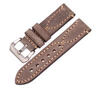 INEOUT Handgefertigtes Uhrenarmband Aus Echtem Leder, 22 Mm, 24 Mm, For Herren Und Damen, Schwarz, Braun, Grün, Grau, Dickes Armband, Edelstahl-Dornschließe(Gray silver buckle,24mm)