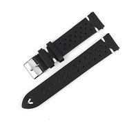 INEOUT Retro-Echtleder-Armband 18 Mm 20 Mm 22 Mm 24 Mm Kalbsleder-Uhrenarmbänder Poröse Atmungsaktive Handgefertigte Nähte, Kompatibel Mit Herren(Black-white wire,22mm)