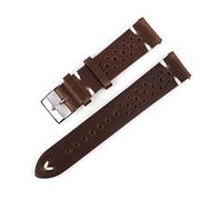 INEOUT Retro-Echtleder-Armband 18 Mm 20 Mm 22 Mm 24 Mm Kalbsleder-Uhrenarmbänder Poröse Atmungsaktive Handgefertigte Nähte, Kompatibel Mit Herren(Brown white wire,20mm)