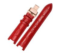 INEOUT Rindslederarmband, Konkaves Armband, 18 X 10 Mm, 20 X 12 Mm, Kalbslederarmband, Schmetterlingsschnalle, Kompatibel Mit Cartier PASHA W3108 (Color : Red rose buckle, Size : 18x10mm)