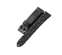 INEOUT Straußenleder-Uhrenarmband, 18, 19, 20, 21, 22 Mm, Schwarzes Herren-Lederarmband Mit Weichem Armband Im Vintage-Stil(Silver Buckle,20mm)