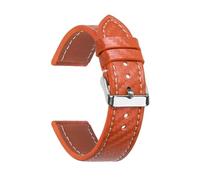 INEOUT Strukturiertes Lederarmband Aus Kohlefaser, Rindslederarmband, Weiches Herrenuhren-Zubehör, Armband 18 Mm, 20 Mm, 22 Mm, 24 Mm(Orange-Silver,24mm)