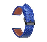 INEOUT Strukturiertes Lederarmband Aus Kohlefaser, Rindslederarmband, Weiches Herrenuhren-Zubehör, Armband 18 Mm, 20 Mm, 22 Mm, 24 Mm(Blue-Black,20mm)