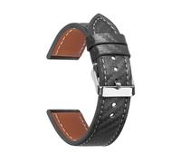 INEOUT Strukturiertes Lederarmband Aus Kohlefaser, Rindslederarmband, Weiches Herrenuhren-Zubehör, Armband 18 Mm, 20 Mm, 22 Mm, 24 Mm(Grey-Silver,18mm)