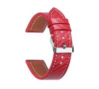 INEOUT Strukturiertes Lederarmband Aus Kohlefaser, Rindslederarmband, Weiches Herrenuhren-Zubehör, Armband 18 Mm, 20 Mm, 22 Mm, 24 Mm(Red-Silver,22mm)