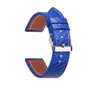 INEOUT Strukturiertes Lederarmband Aus Kohlefaser, Rindslederarmband, Weiches Herrenuhren-Zubehör, Armband 18 Mm, 20 Mm, 22 Mm, 24 Mm(Blue-Silver,22mm)