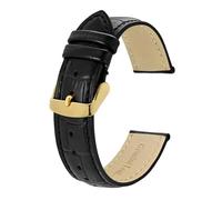 INEOUT Uhrenarmbänder Aus Alligator-geprägtem Leder, 18 Mm, 20 Mm, 22 Mm, 24 Mm, Echtes Vintage-Rindsleder, Ersatzarmbänder (Color : Black-Gold Buckle, Size : 20mm)