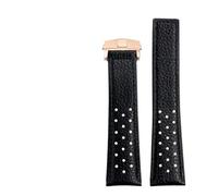 INEOUT Uhrenarmband aus echtem Leder for Herren, kompatibel mit Uhrenarmband CAW211M 211P CAW211R 211T, 22 mm, atmungsaktiv und weich(Black-rose gold)