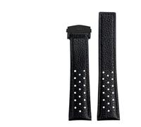INEOUT Uhrenarmband aus echtem Leder for Herren, kompatibel mit Uhrenarmband CAW211M 211P CAW211R 211T, 22 mm, atmungsaktiv und weich(Black-black)