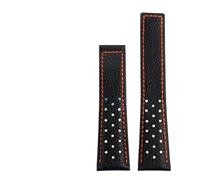 INEOUT Uhrenarmband aus echtem Leder for Herren, kompatibel mit Uhrenarmband CAW211M 211P CAW211R 211T, 22 mm, atmungsaktiv und weich(Black ora-no buckle)