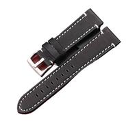 INEOUT Uhrenarmband Aus Echtem Leder, Handbuch, Männer, Dick, 7 Farben, 18 Mm, 20 Mm, 22 Mm, 24 Mm, Uhrenarmbänder, Edelstahlschnalle, Zubehör (Color : Black Silver Buckle, Size : 18mm)