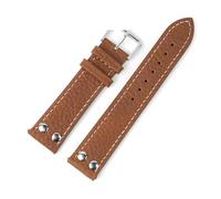 INEOUT Uhrenarmband Aus Echtem Leder Mit Litschi-Muster, Schwarz, Kaffeebraun, Nieten, Schnellverschluss, Armband, Gürtel, Armband, 18 Mm, 20 Mm, 22 Mm, 24 Mm(Brown,20mm)