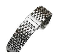 INEOUT Uhrenarmband Aus Edelstahl Mit Gebogenem Ende, 18 Mm, 19 Mm, 20 Mm, 21 Mm, 22 Mm, Ersatzarmband, Schmetterlingsverschluss, Armband, Silber, Gold(Silver,19mm)