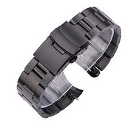 INEOUT Uhrenarmband Aus Edelstahl Mit Gebogenem Ende, 20 Mm, 22 Mm, Silber, Schwarz, Gebürstet, Uhrenarmbänder, Damen, Herren, Metall, Uhrenzubehör(Black,22mm)