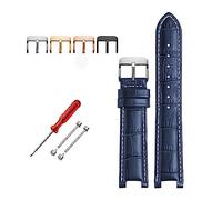 INEOUT Uhrenarmband Aus Rindsleder, Kompatibel Mit GC-Uhrenarmbändern (22 X 13 Mm, 20 11 Mm), Gekerbt, Echtes Leder, Blau(Blue white pin,22-13 gold bcukle)