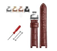 INEOUT Uhrenarmband Aus Rindsleder, Kompatibel Mit GC-Uhrenarmbändern (22 X 13 Mm, 20 11 Mm), Gekerbt, Echtes Leder, Blau(Brown white hook,22-13 gold bcukle)