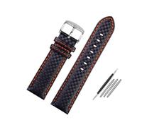INEOUT Uhrenarmband Aus Rindsleder Mit Kohlefasermuster, Herrenzubehör, 18 Mm, 20 Mm, 21 Mm, 22 Mm, 23 Mm, 24 Mm, Schwarz/Rot(Orange line silver,23mm)