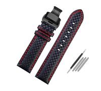INEOUT Uhrenarmband Aus Rindsleder Mit Kohlefasermuster, Herrenzubehör, 18 Mm, 20 Mm, 21 Mm, 22 Mm, 23 Mm, 24 Mm, Schwarz/Rot(Red line BK,23mm)