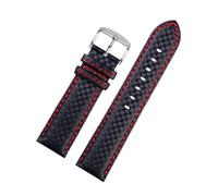 INEOUT Uhrenarmband Aus Rindsleder Mit Kohlefasermuster, Herrenzubehör, 18 Mm, 20 Mm, 21 Mm, 22 Mm, 23 Mm, 24 Mm, Schwarz/Rot(Red line silver,21mm)