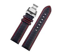 INEOUT Uhrenarmband Aus Rindsleder Mit Kohlefasermuster, Herrenzubehör, 18 Mm, 20 Mm, 21 Mm, 22 Mm, 23 Mm, 24 Mm, Schwarz/Rot(Red line SK,20mm)