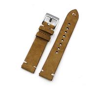 INEOUT Wildleder Uhrenarmband Band 18mm 20mm 22mm 24mm Braun Kaffee Armband Handgefertigte Nähte Ersatzarmband(Tan,22mm)