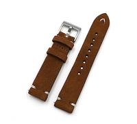 INEOUT Wildleder Uhrenarmband Band 18mm 20mm 22mm 24mm Braun Kaffee Armband Handgefertigte Nähte Ersatzarmband(Brown,22mm)