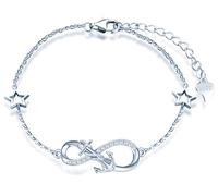 INFINIONLY Damen Armbänder, 925 Sterling silber Armband, Unendlichkeits symbol armbänder mit Anker, dekoriert mit diamanten, herz oder sternen, Silber, Intarsien Zirkon, Ankerarmband