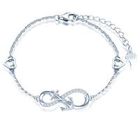 INFINIONLY Damen Armbänder, 925 Sterling silber Armband, Unendlichkeits symbol armbänder mit Anker, dekoriert mit diamanten, herz oder sternen, Silber, Intarsien Zirkon, Ankerarmband