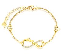 INFINIONLY Damen Armbänder, 925 Sterling silber Armband, Unendlichkeits symbol armbänder mit Glücklicher Drache, dekoriert mit diamanten, herz oder sternen, Gold, Intarsien Zirkon, Tierarmband