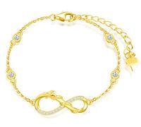 INFINIONLY Damen Armbänder, 925 Sterling silber Armband, Unendlichkeits symbol armbänder mit Glücklicher Drache, dekoriert mit diamanten, herz oder sternen, Gold, Intarsien Zirkon, Tierarmband