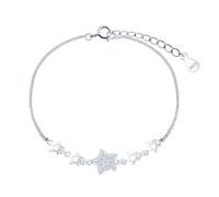 INFINIONLY Damen Silber Armband 925 Silber Stern Zirkonia Mädchen Armbänder Kreatives Anker kette Verstellbares Armband Funkelndes Weihnachtsstern-Armband