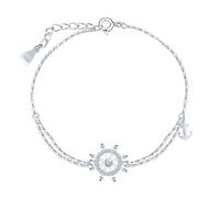 INFINIONLY Damen Silber Armband Kreatives 925 Silber Bootsruder Zirkonia Armbänder Elegantes Verstellbares Ankerkette Mädchen Armband Mode Anker Diamant Armband