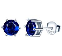 INFINIONLY Damen und Mädchen Ohrringe, 925 Sterling silber ohrringe, 6-Steg-Krappenfassung Einzelne Diamant Ohrringe, Einfache bunte zirkon ohrstecker, Perfekter Schneidprozess, blau zirkon