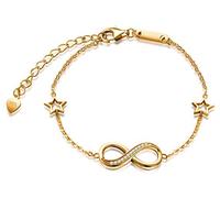 INFINIONLY Fashion Unendlichkeit Symbol Damen Mädchen Armband, 925 Sterling Silber zirkonia Armkette, Verstellbar Sterne Armband, Gold, Weihnachten Geburtstag geschenk