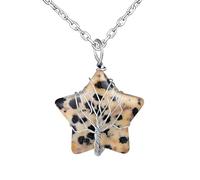 INFINIONLY Handgewebter Baum des Lebens mit Stern Halskette Anhänger Kreativer Sternförmiger Gesprenkelter Stein Ketten und Edelstahl kette Fashion Damen Herren Körperketten