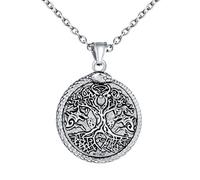 INFINIONLY Herren Damen Baum des Lebens Medaillon Halskette Anhänger aus Edelstahl Kreative Tree of Life Ketten mit Schlange Vintage Anhänger mit 55cm Kette Hip Hop Dekoration für Teenager