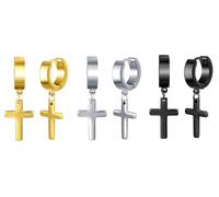 INFINIONLY Herren Edelstahl Ohrringe Creolen Kreative Kreuz Ohrhänger für Dame Teenager Fashion Mode Kreuz Piercing Ohrringe Ohrstecker, 3 Paare