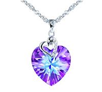 INFINIONLY Herz Halskette Ketten für Damen und Mädchen, 925 silber Halskette, "Herz des Ozeans" Herz Kristall Halskette Anhänger, Leicht lila kristall Anhänger, 45cm Kette, eingelegter zirkon