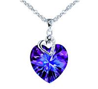 INFINIONLY Herz Halskette Ketten für Damen und Mädchen, 925 silber Halskette, "Herz des Ozeans" Herz Kristall Halskette Anhänger, Lila kristall Anhänger, 45cm Kette, eingelegter zirkon