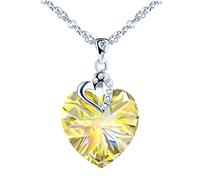 INFINIONLY Herz Halskette Ketten für Damen und Mädchen, 925 silber Halskette, "Herz des Ozeans" Herz Kristall Halskette Anhänger, Gelben farbverlauf kristall Anhänger, 45cm Kette, eingelegter zirkon