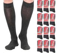 Infinity 12 Paar lange Socken für Herren, Baumwolle, elastisch, schottisches Garn, Anthrazit 12 Paar, 39-42