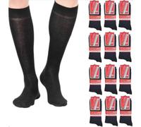 Infinity 12 Paar lange Socken für Herren, Baumwolle, elastisch, schottisches Garn, Schwarz 12 Paar, 43-46