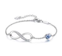 Infinity Armband Damen 925 Sterling Silber Rosegold or Edelstahl, Unendlichkeit Herz Armbänder Kristallen Armkette Valentinstag Muttertag Geburtstags Weihnachten Geschenk für Sie Frauen Freundin mama