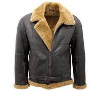 Infinity Herren Braun RAF Echt Shearling Schaffell Fliegen Lederjacke mit Ingwer-Pelz S