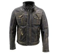 Infinity Herren Schwarz warmen Jahrgang Brando Bikerjacke aus Leder 2XL