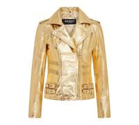 Infinity Leather Brando Bikerjacke aus Leder, taillierter Schnitt - Gold EU 36 / UK 8
